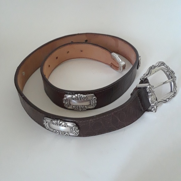 Brighton Western Style Belt with Silver Conchos - Picture 1 of 7